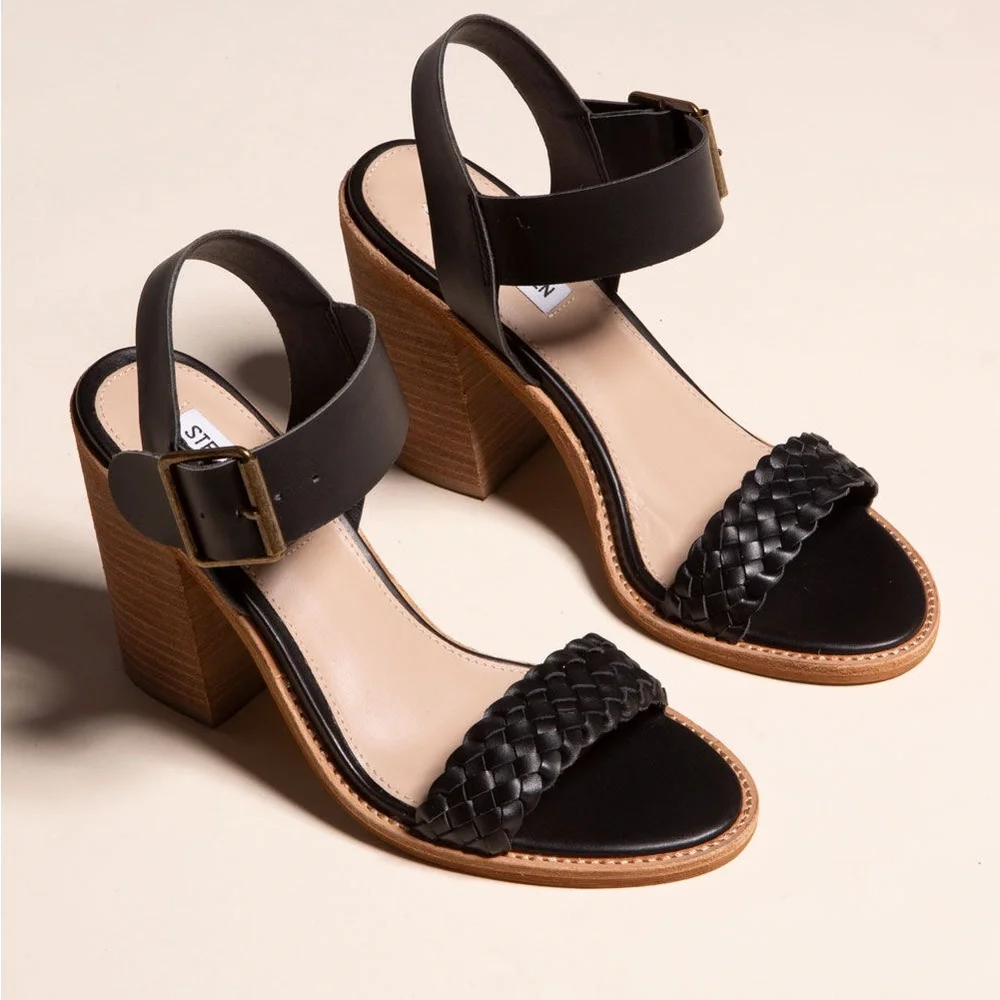 Steve Madden Cadence Black Heeled Sandals Size 7.5 - Picture 1 of 15